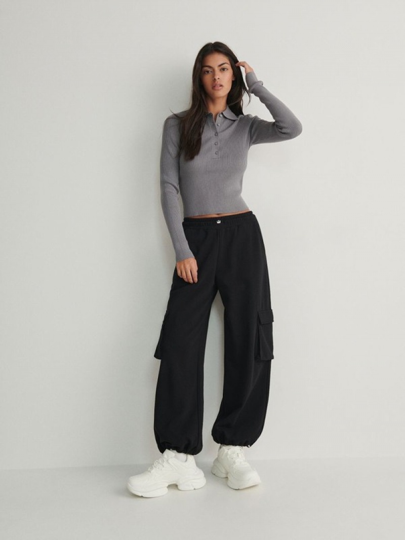 Black Women\'s Reserved Cargo Trousers | 42503IYAF