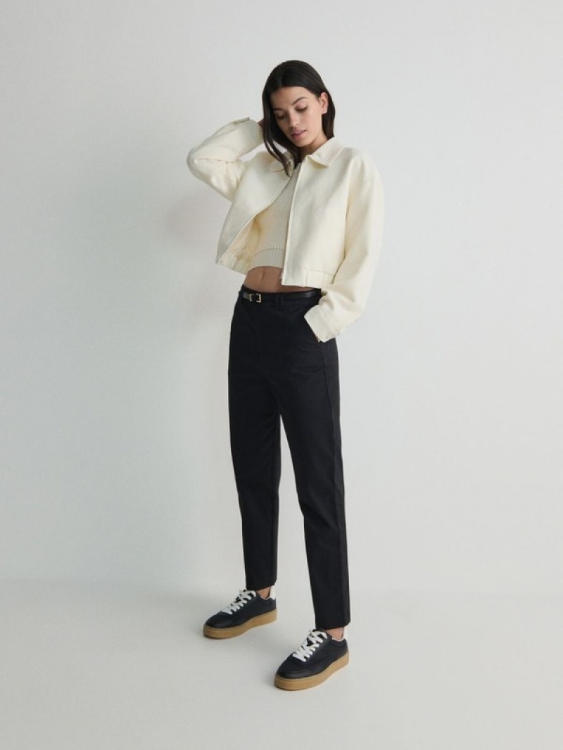 Black Women's Reserved Chino With Trousers | 82095RGUV