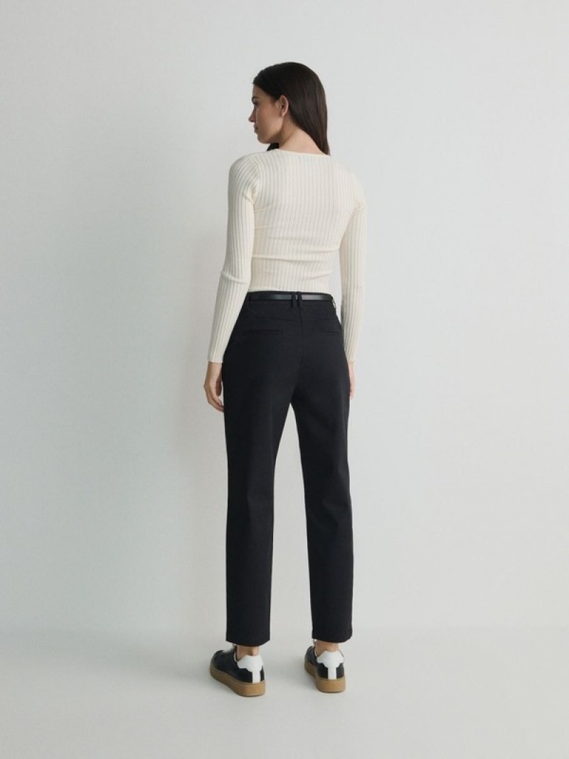 Black Women's Reserved Chino With Trousers | 82095RGUV