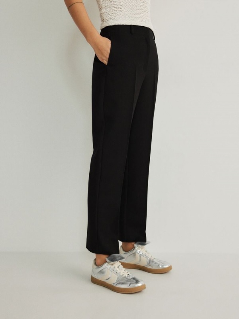 Black Women's Reserved Cigaretteviscose Blend Trousers | 10697EKRQ