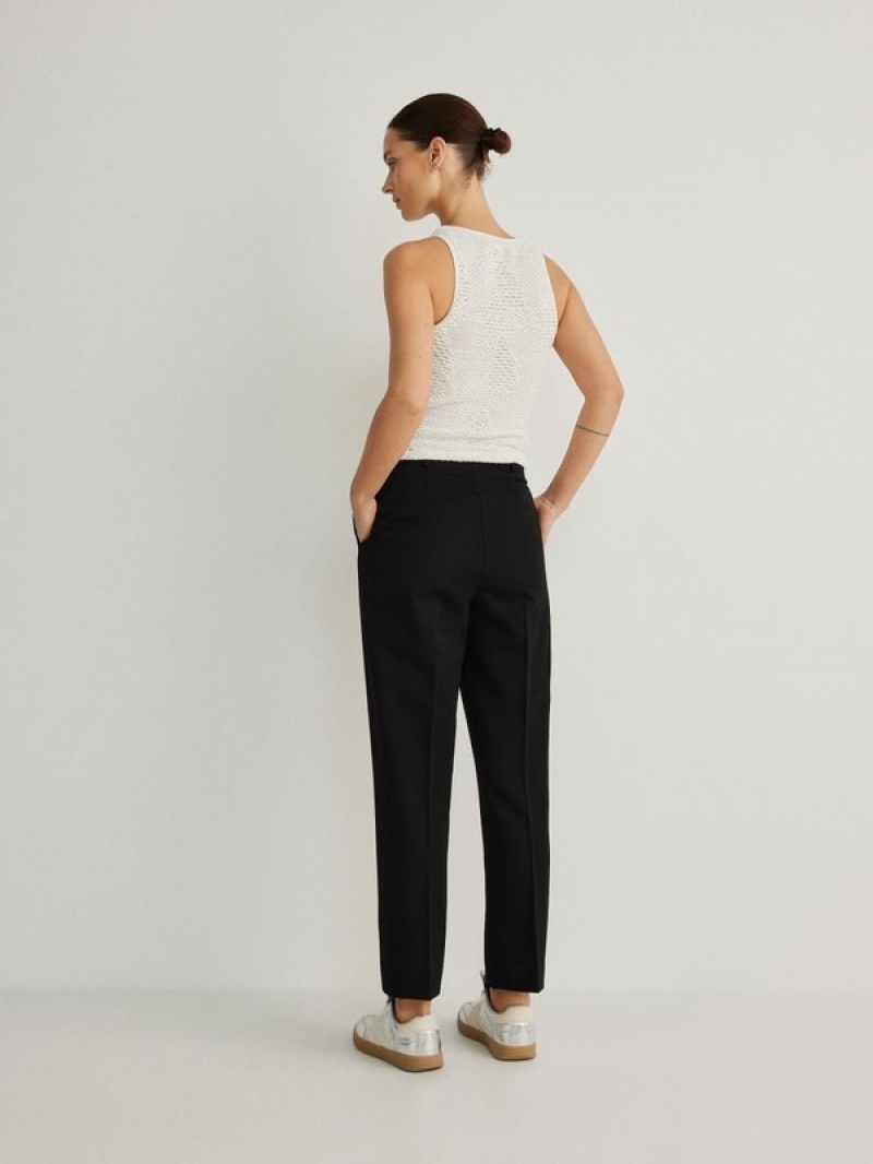 Black Women's Reserved Cigaretteviscose Blend Trousers | 10697EKRQ