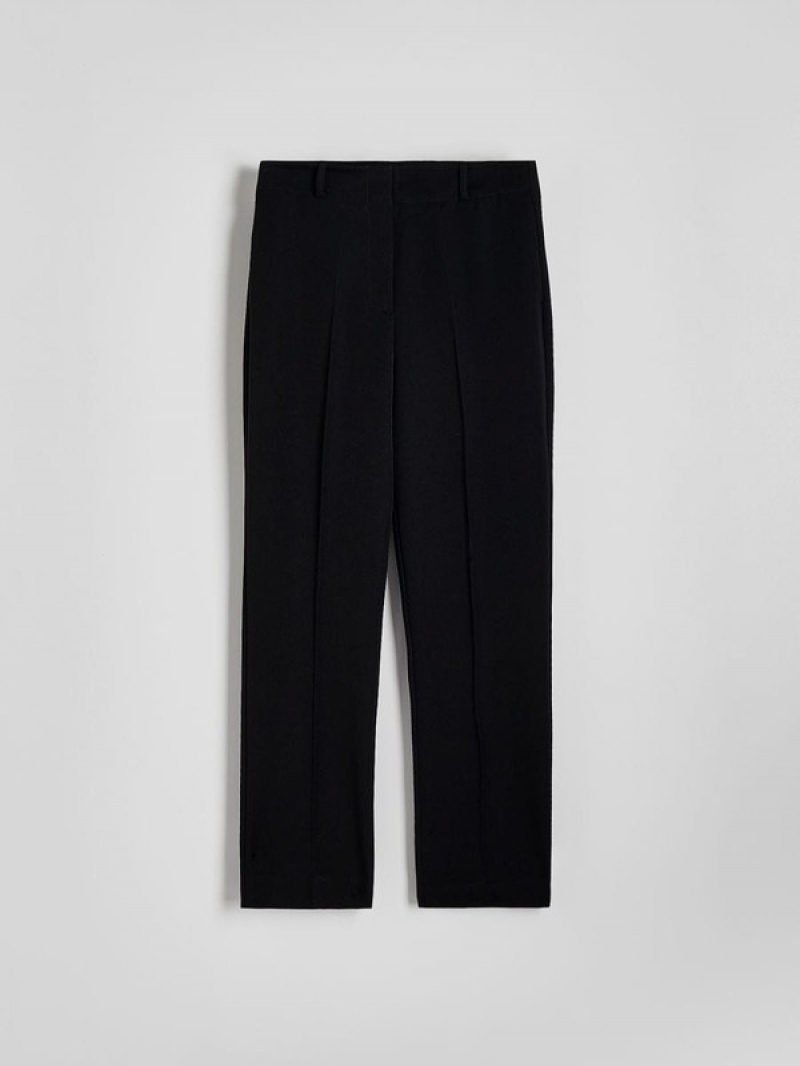 Black Women's Reserved Cigaretteviscose Blend Trousers | 10697EKRQ