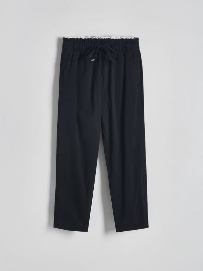 Black Women's Reserved Cotton Joggers Trousers | 10725GMDI