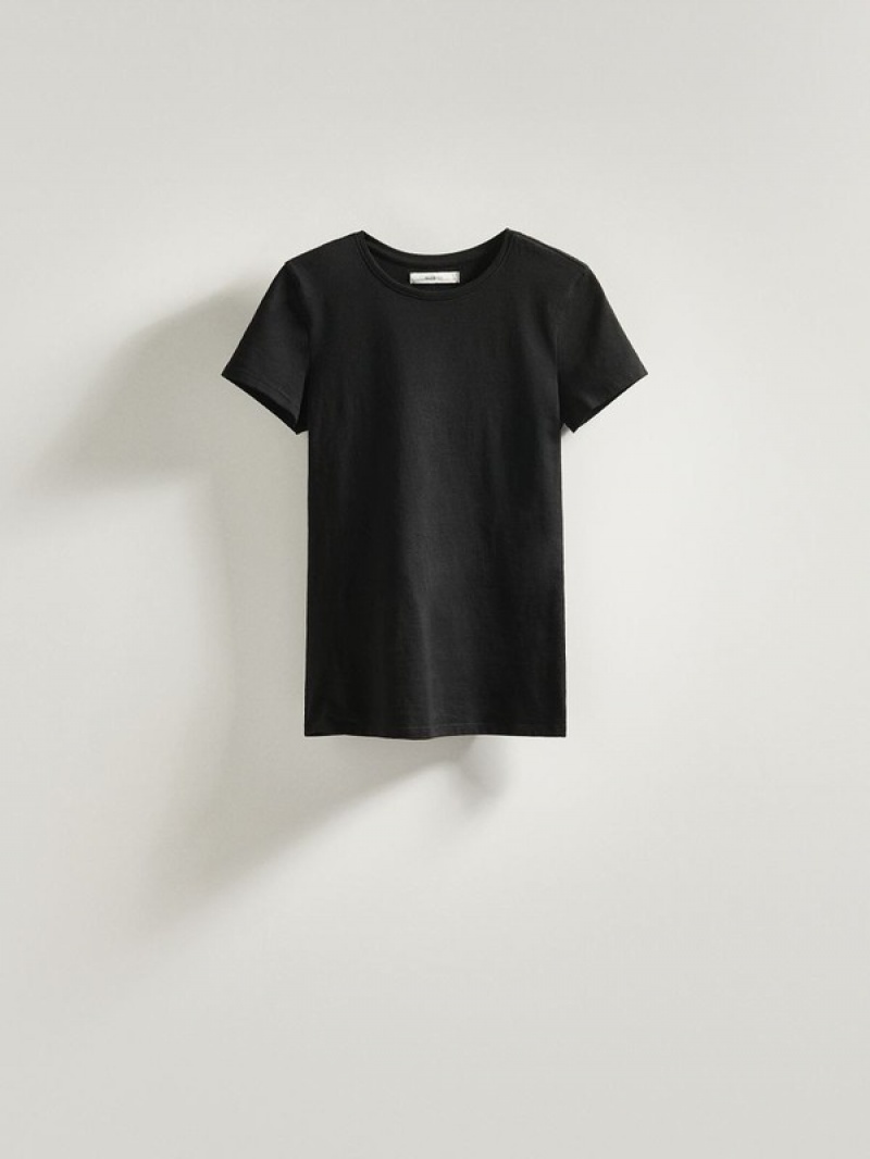 Black Women's Reserved Cotton T-shirts | 24508DRTN