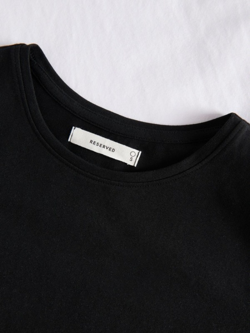 Black Women's Reserved Cotton T-shirts | 24508DRTN