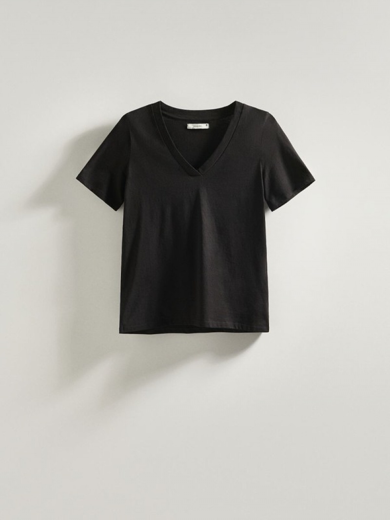 Black Women's Reserved Cotton T-shirts | 79425FDZM