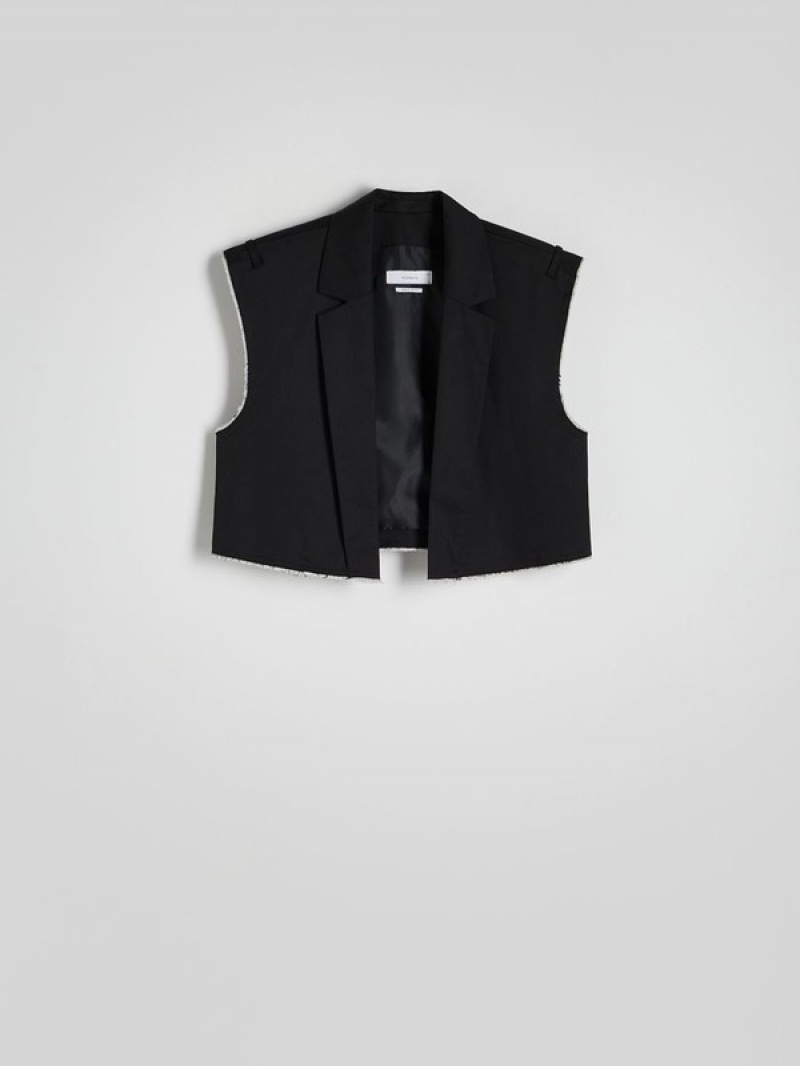 Black Women's Reserved Cropped Vest | 06413RUAH