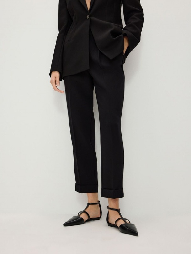 Black Women's Reserved Cuffs Trousers | 92574VAHB