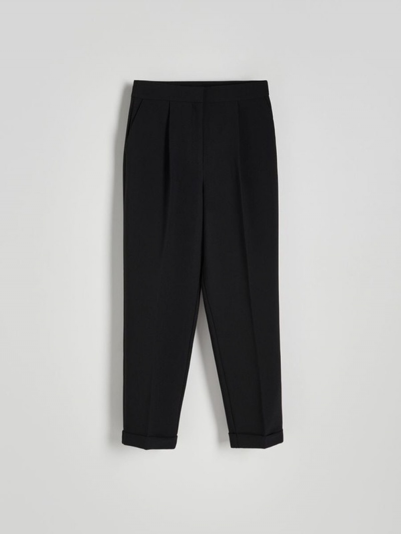 Black Women's Reserved Cuffs Trousers | 92574VAHB