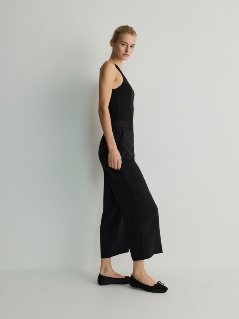 Black Women's Reserved Culottepressed Crease Trousers | 89413ZHQC