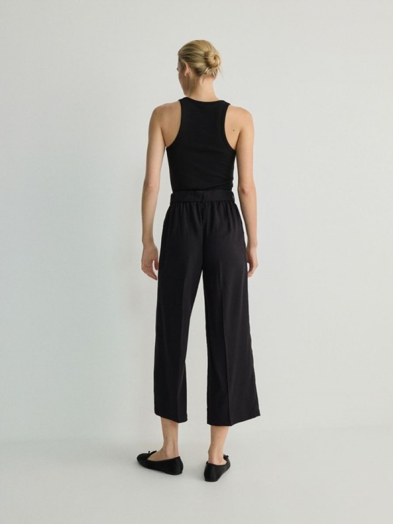 Black Women's Reserved Culottepressed Crease Trousers | 89413ZHQC