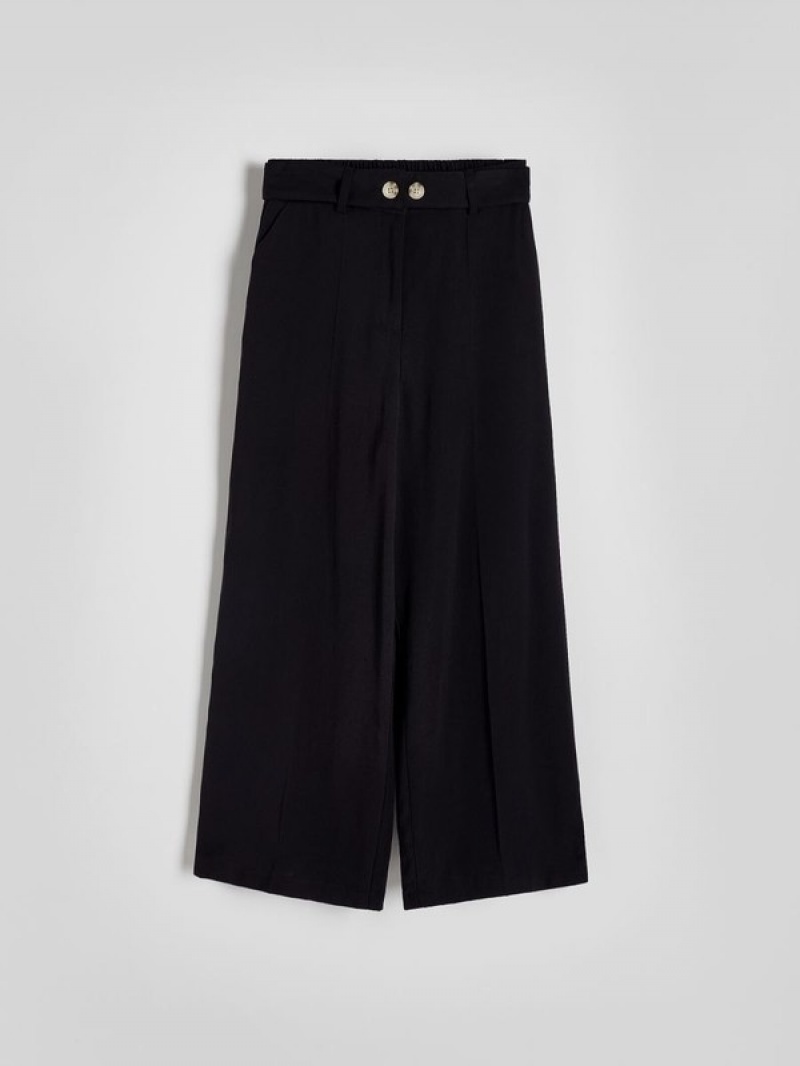 Black Women's Reserved Culottepressed Crease Trousers | 89413ZHQC