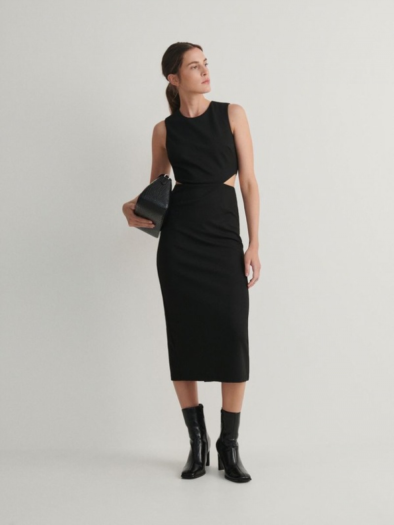 Black Women's Reserved Cut Out Dress | 97345GKIF