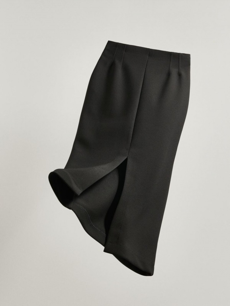 Black Women's Reserved Fitted Midi Skirts | 72635YGSC