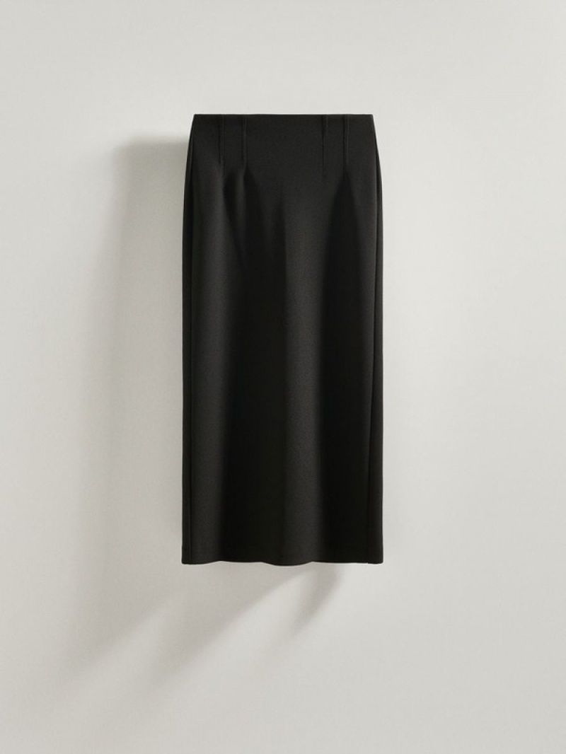 Black Women\'s Reserved Fitted Midi Skirts | 72635YGSC