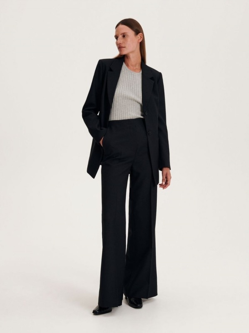 Black Women's Reserved Flare Trousers | 50732BHPD