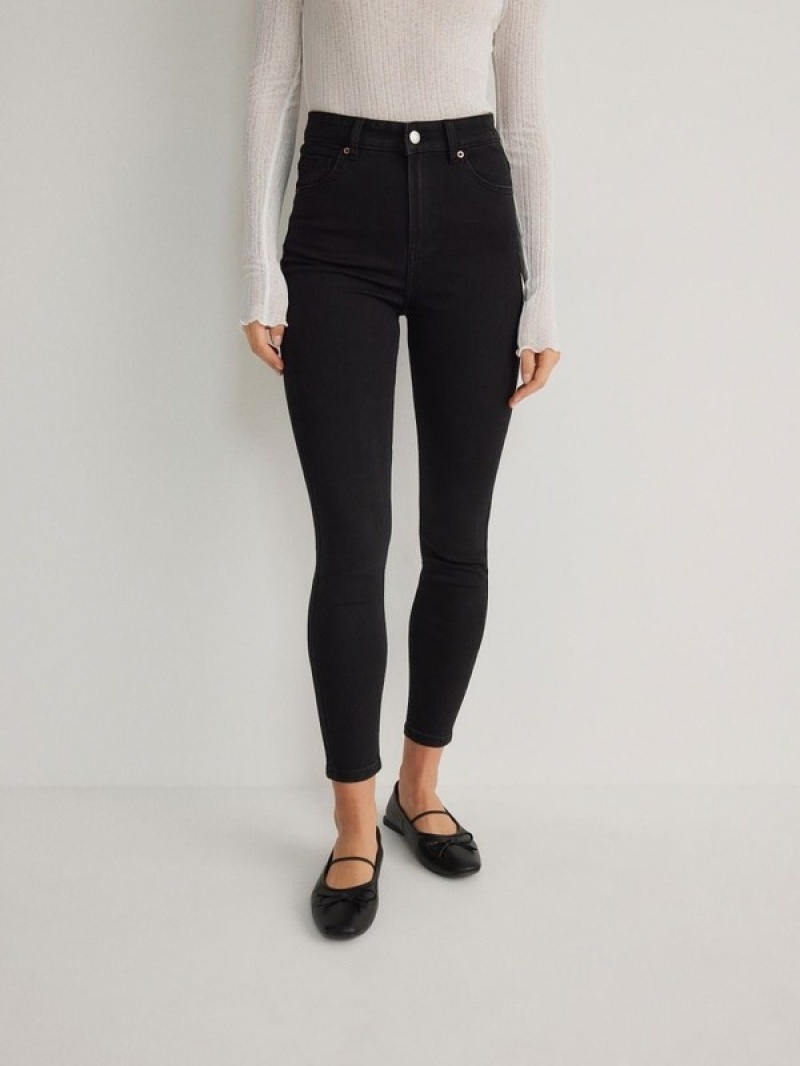 Black Women's Reserved High Waist Slim Jeans | 49085DBAG