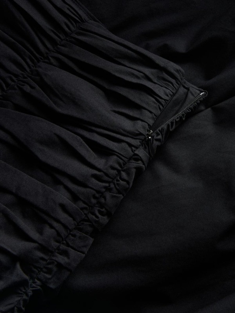 Black Women's Reserved Ruched Skirts | 54217RFVD