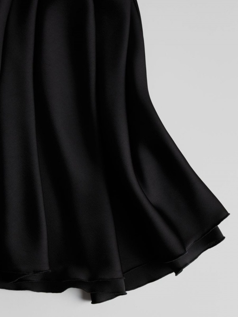 Black Women's Reserved Satin Midi Skirts | 86427RZDA