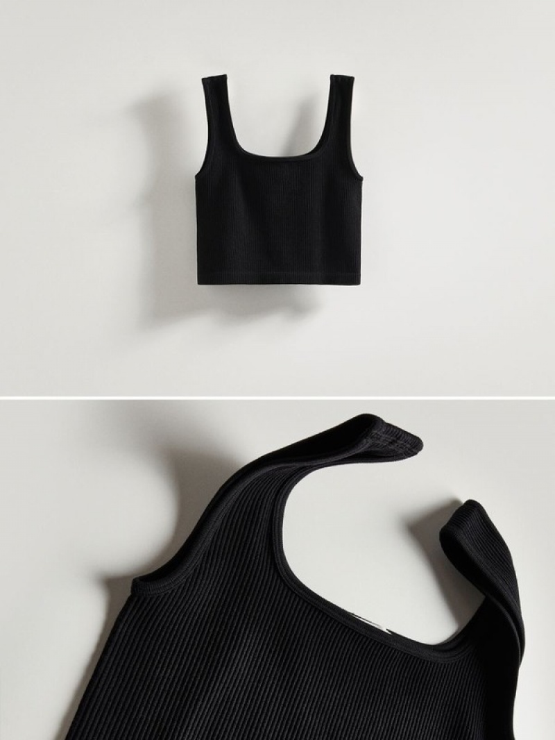 Black Women's Reserved Seamless Jersey Top T-shirts | 36489WIXR