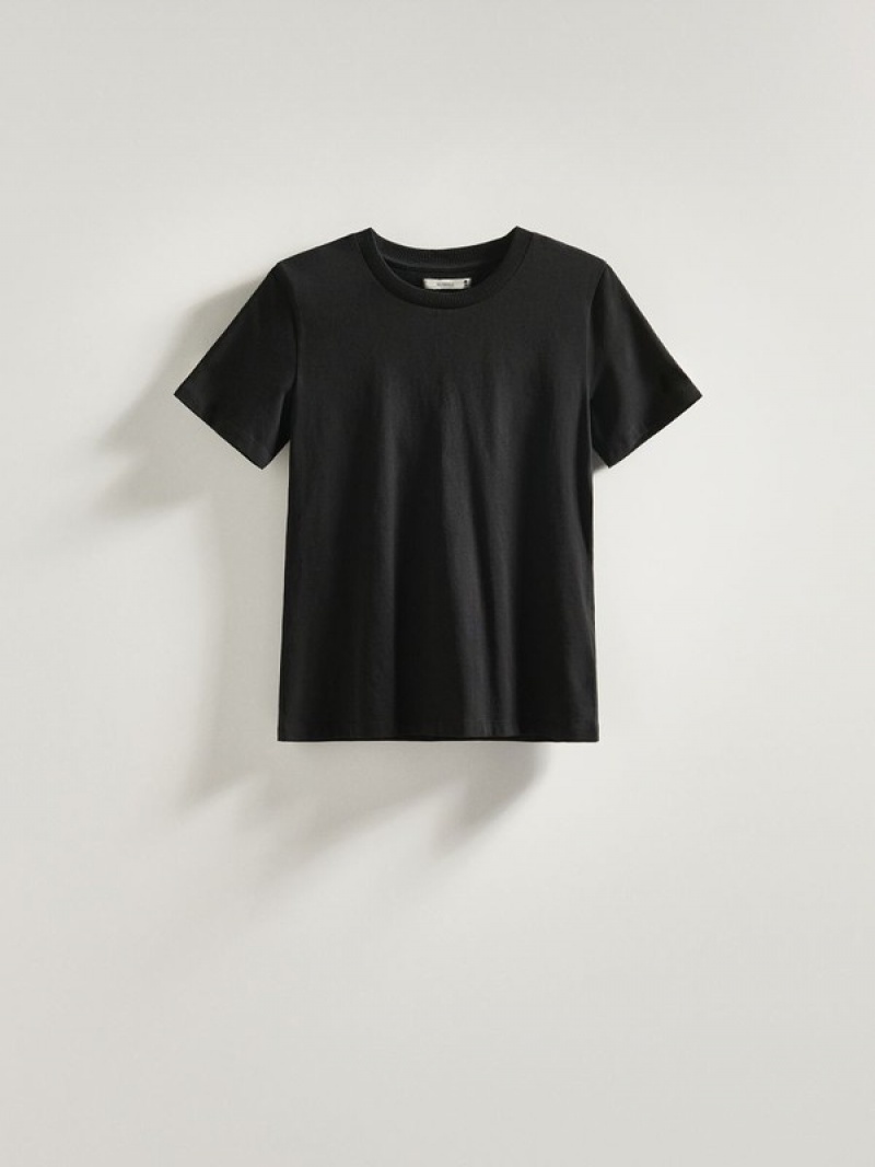 Black Women's Reserved Slim Fit T-shirts | 49601VNRE