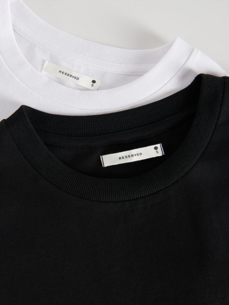 Black Women's Reserved Slim Fit T-shirts | 49601VNRE