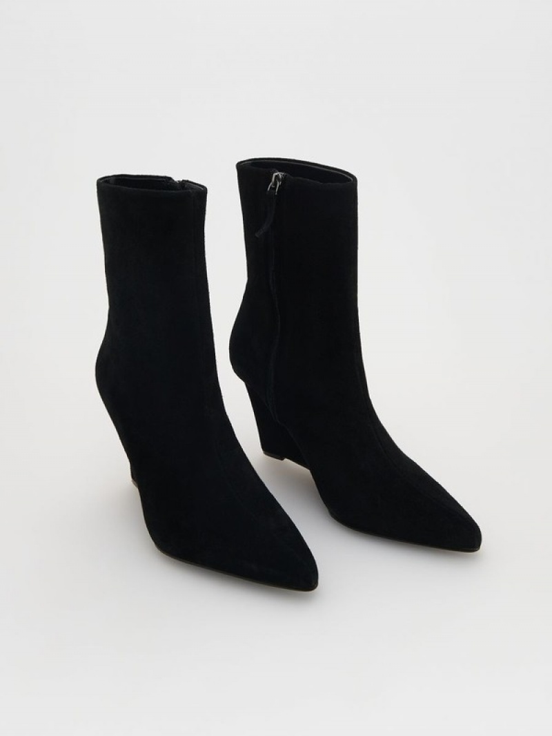 Black Women's Reserved Suede Ankle Boots | 52168UALH