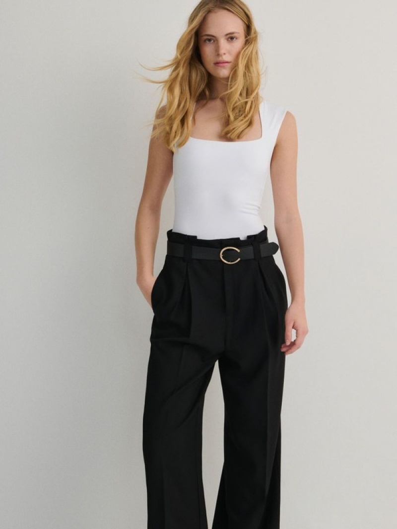 Black Women's Reserved Tie Waist Trousers | 90546RTLU