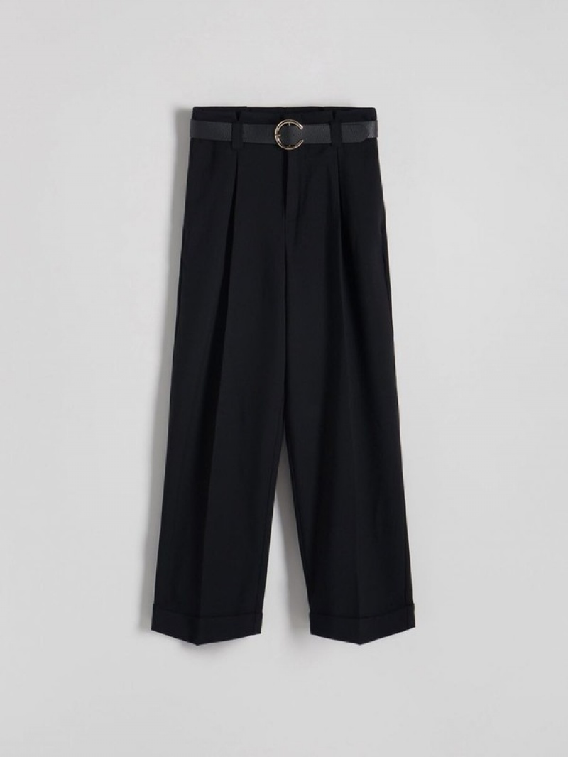 Black Women's Reserved Tie Waist Trousers | 90546RTLU