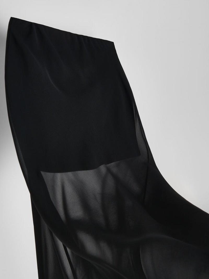 Black Women's Reserved Transparent Maxi Skirts | 81470MTWE