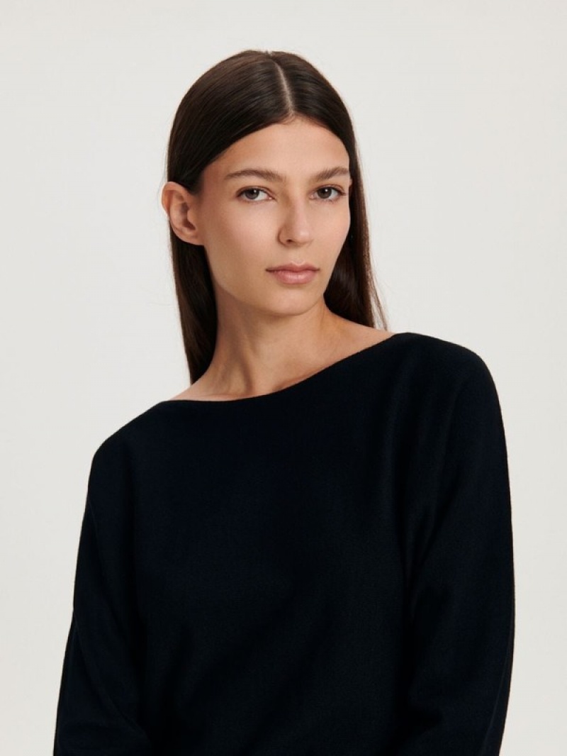 Black Women's Reserved Viscose Rich Top Sweaters | 45602QIVU