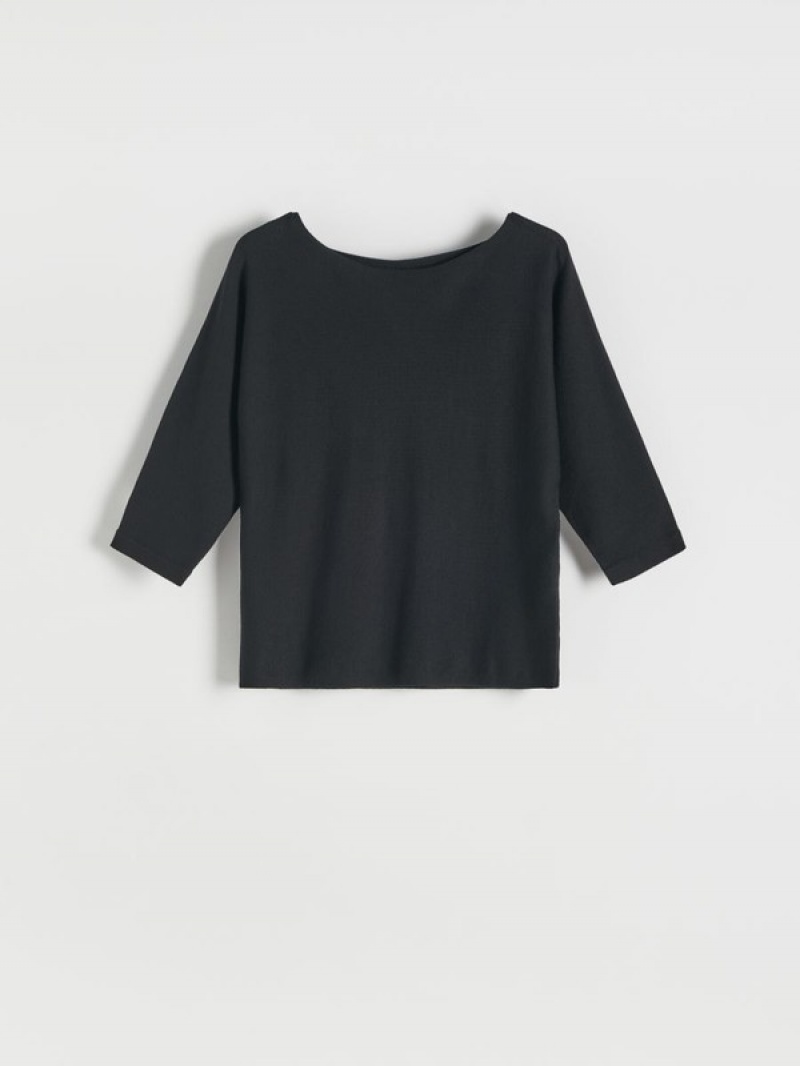 Black Women's Reserved Viscose Rich Top Sweaters | 45602QIVU