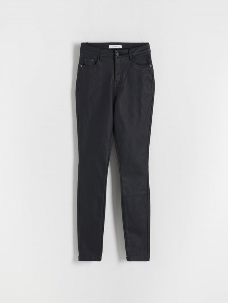 Black Women's Reserved Waxed Push Up Trousers | 29043UDHX