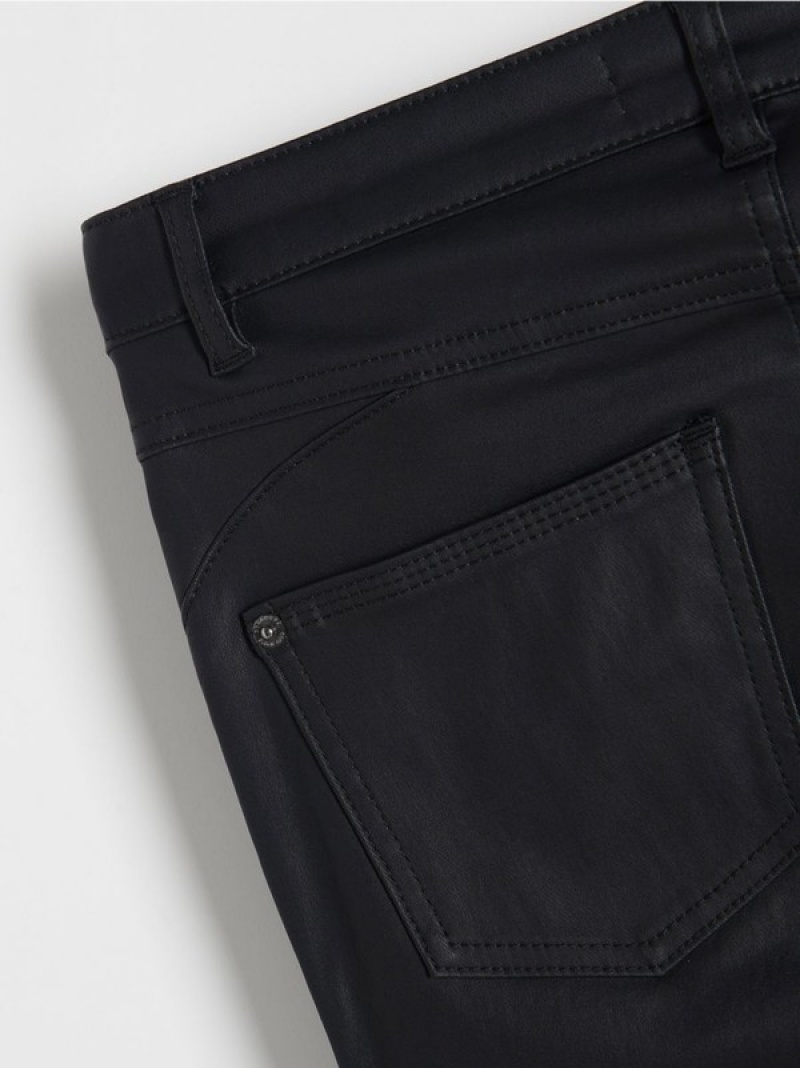 Black Women's Reserved Waxed Push Up Trousers | 29043UDHX