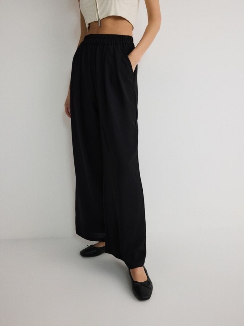 Black Women's Reserved Wide Leg Trousers | 32184XQEF