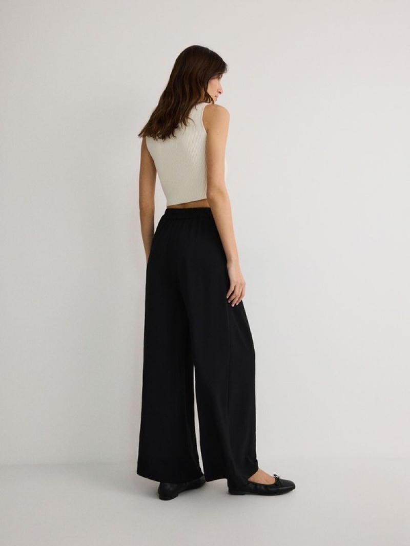 Black Women's Reserved Wide Leg Trousers | 32184XQEF