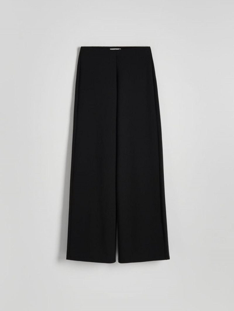 Black Women's Reserved Wide Leg Trousers | 41395YQAJ