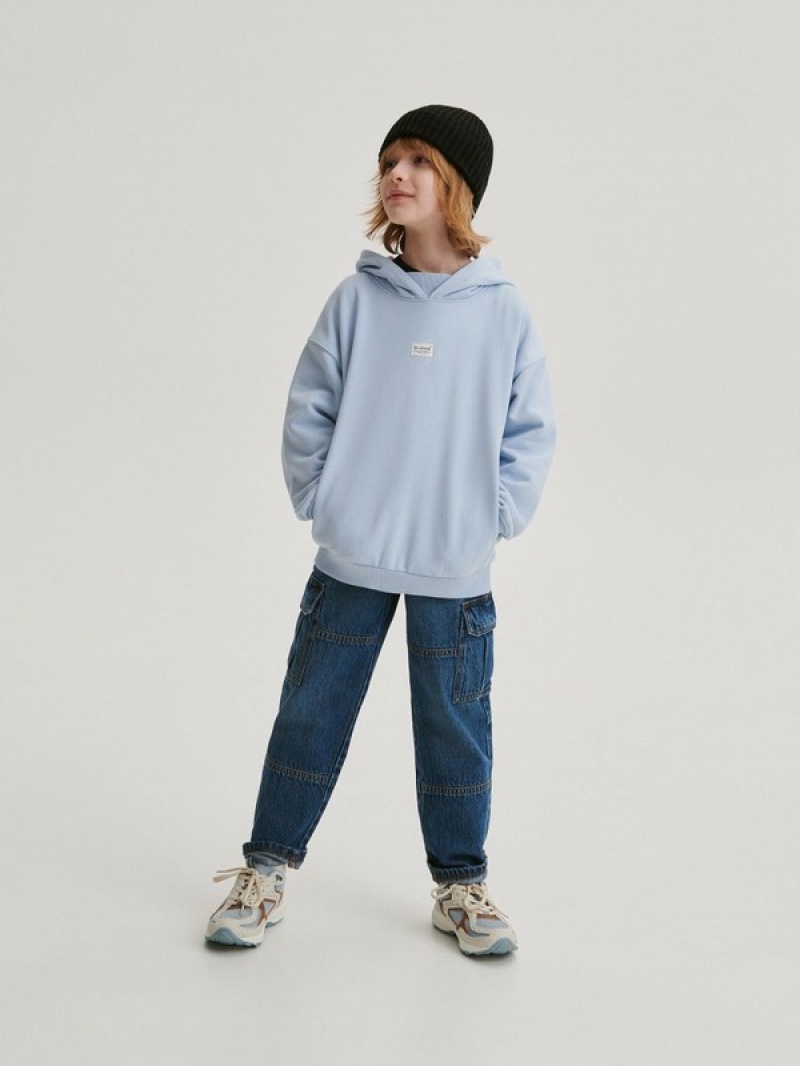 Blue Boys' Reserved Oversized Sweaters | 74590PTAX