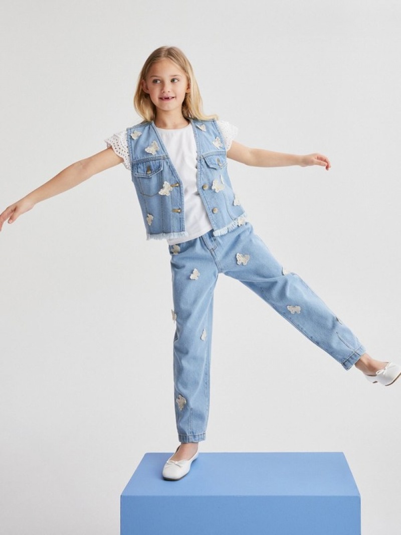 Blue Girls' Reserved Baggyappliqué Jeans | 27089HDJB