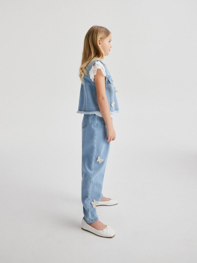 Blue Girls' Reserved Baggyappliqué Jeans | 27089HDJB