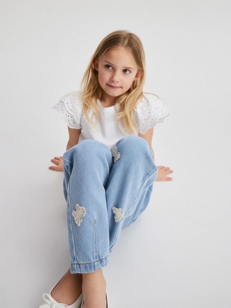 Blue Girls' Reserved Baggyappliqué Jeans | 27089HDJB