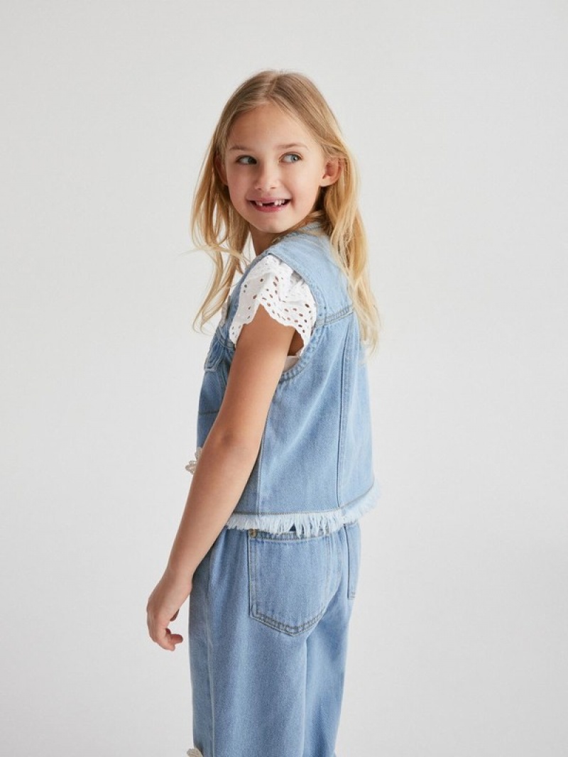 Blue Girls' Reserved Baggyappliqué Jeans | 27089HDJB