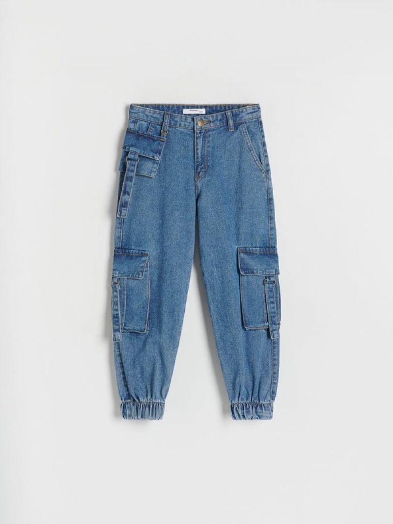 Blue Girls' Reserved Classic Denim Joggers Jeans | 91456PKQY