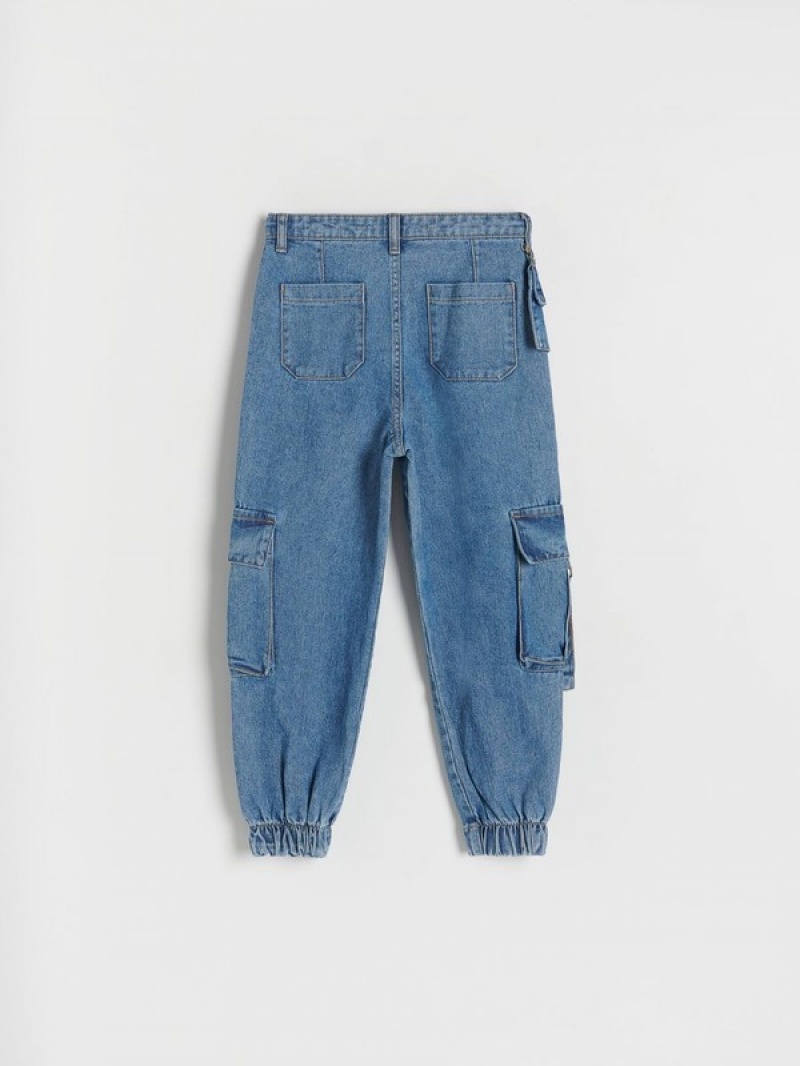 Blue Girls' Reserved Classic Denim Joggers Jeans | 91456PKQY