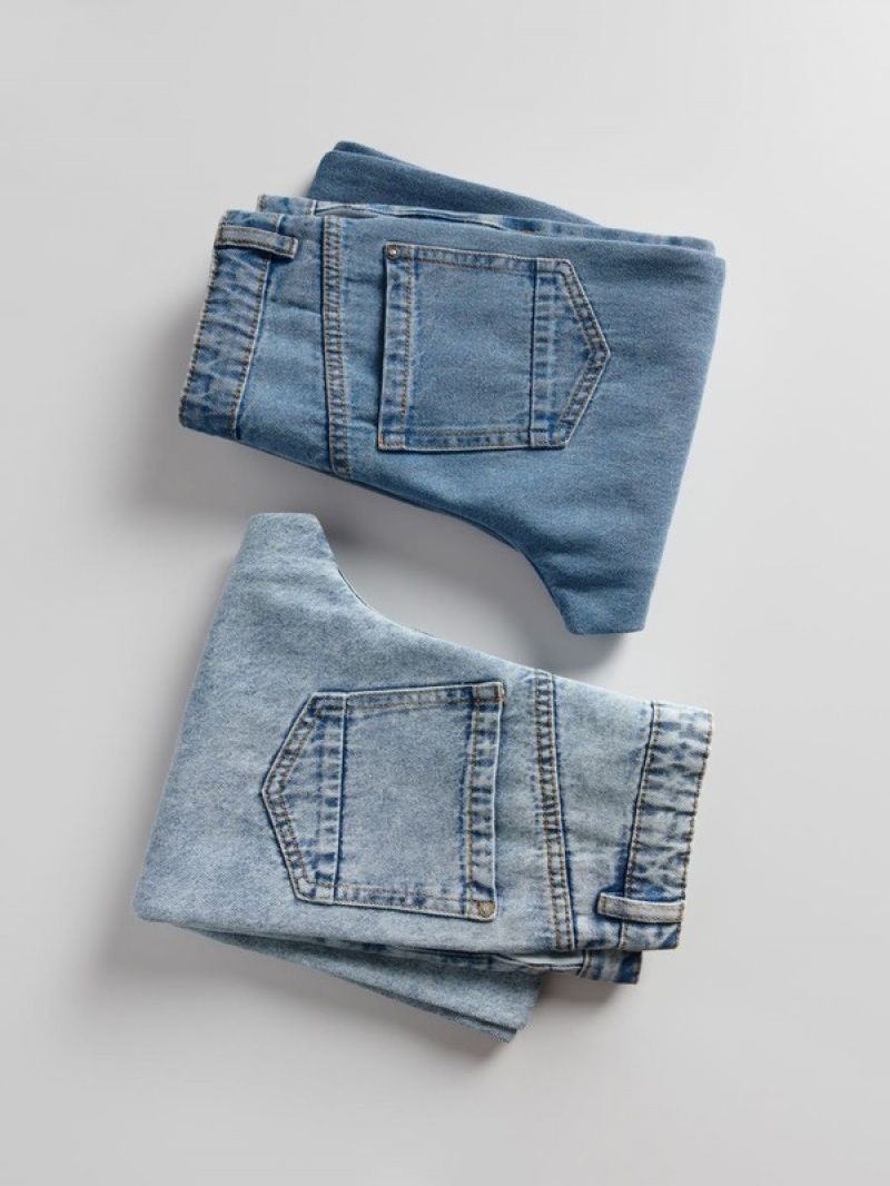 Blue Girls' Reserved Distressed Straight Jeans | 73246IHZW