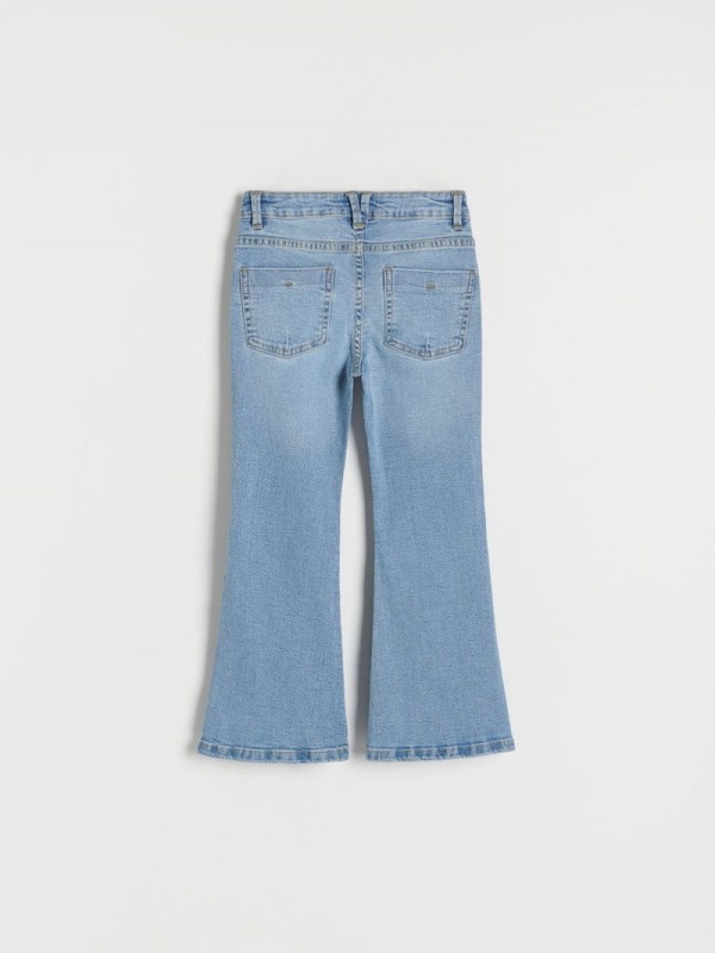 Blue Girls' Reserved Elastic Flare Jeans | 37851OQEB