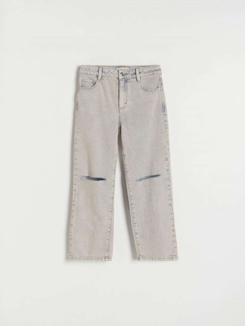 Blue Girls' Reserved Straightwash Effect Jeans | 34512SRQM