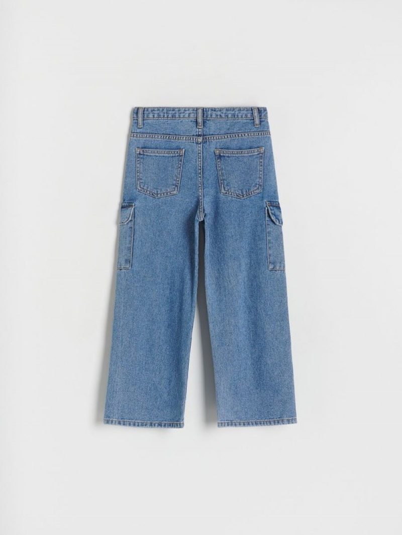 Blue Girls' Reserved Wide Legpockets Jeans | 15246TEGP