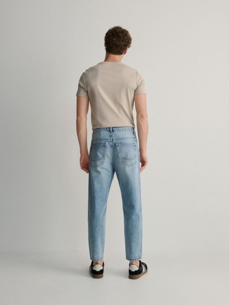 Blue Men's Reserved Carrot Cropped Jeans | 04957AUKQ