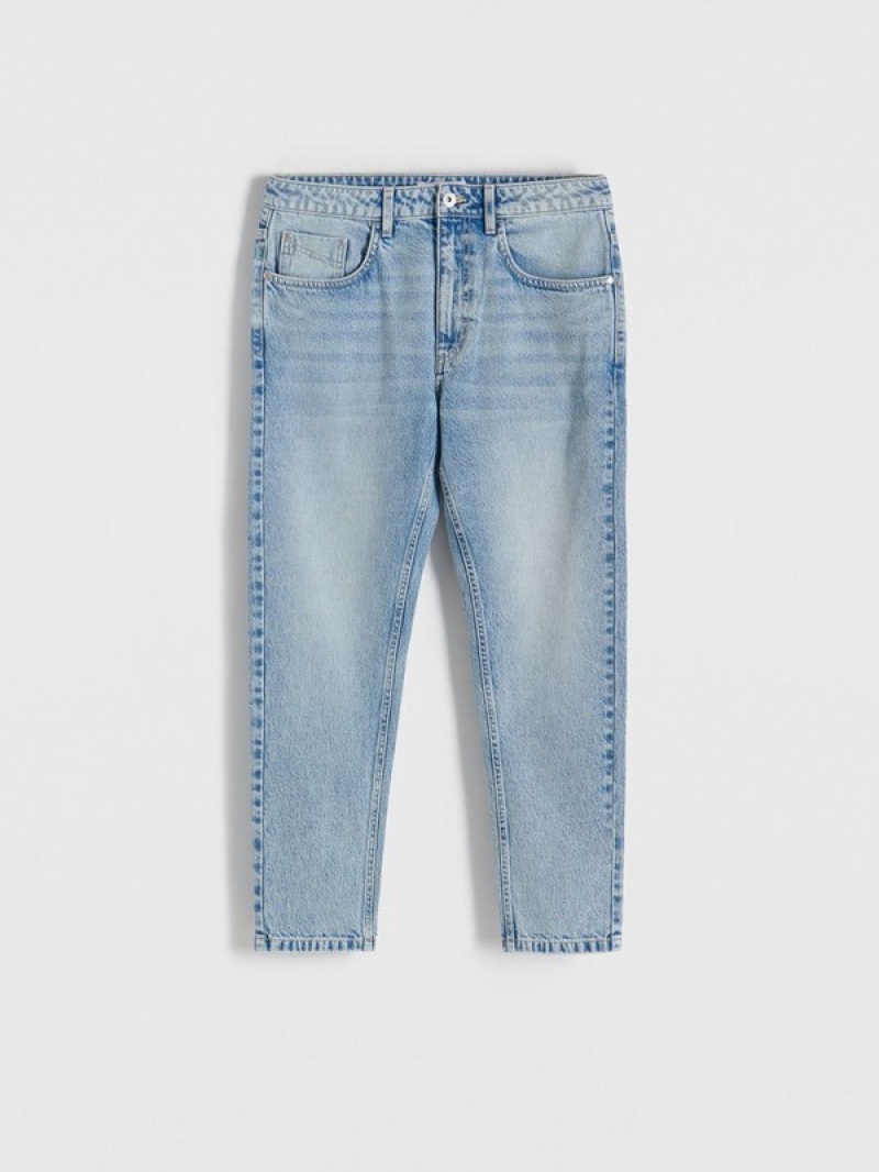 Blue Men's Reserved Carrot Cropped Jeans | 04957AUKQ